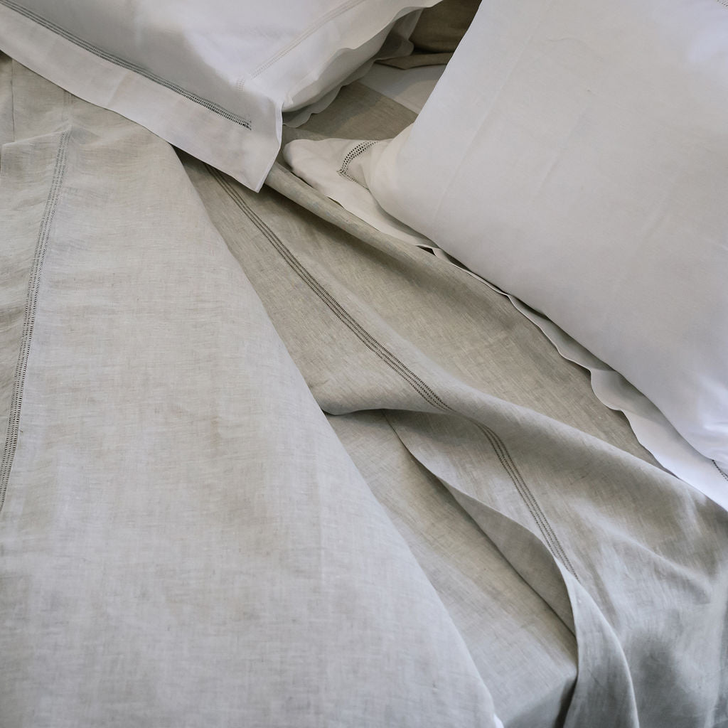 Bask Hemstitched Natural Linen Quilt