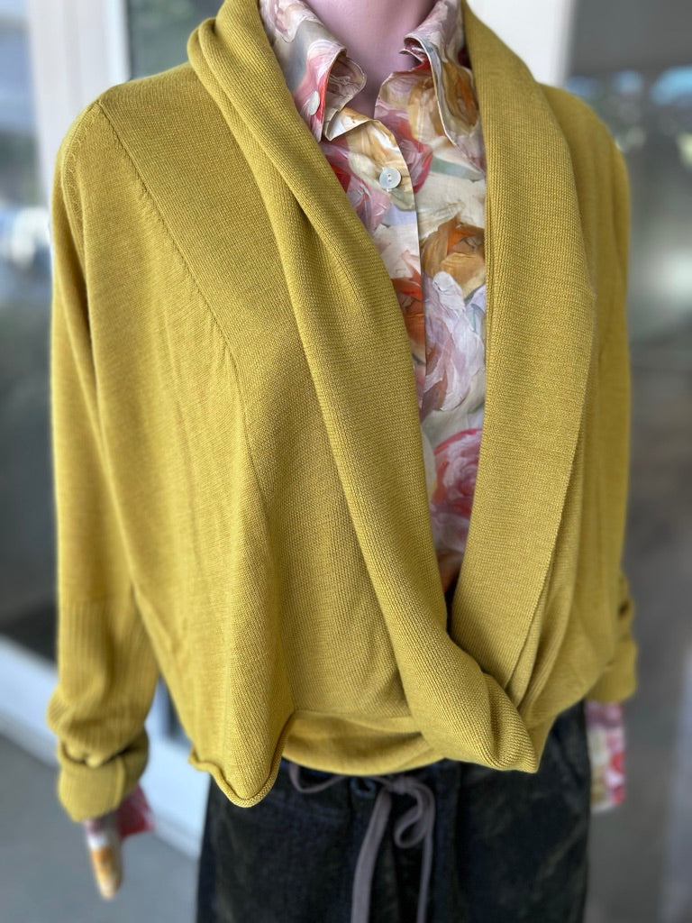 M.A. Dainty Soho Mustard Wool Cardigan