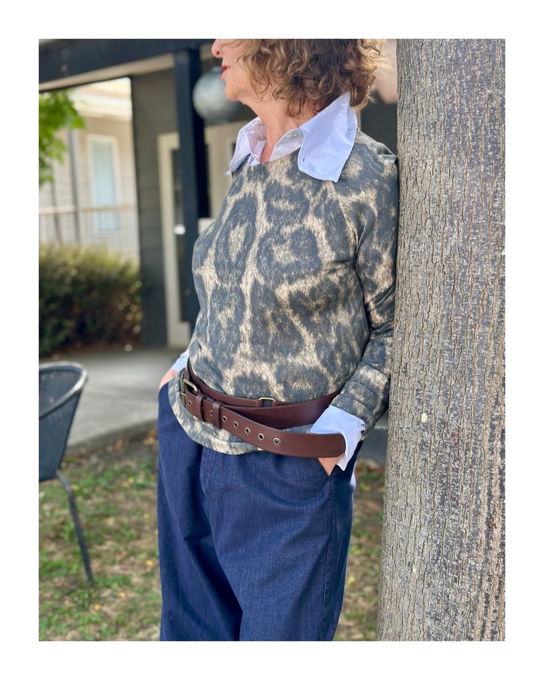 M.A. Dainty Emery Snow Leopard Knit