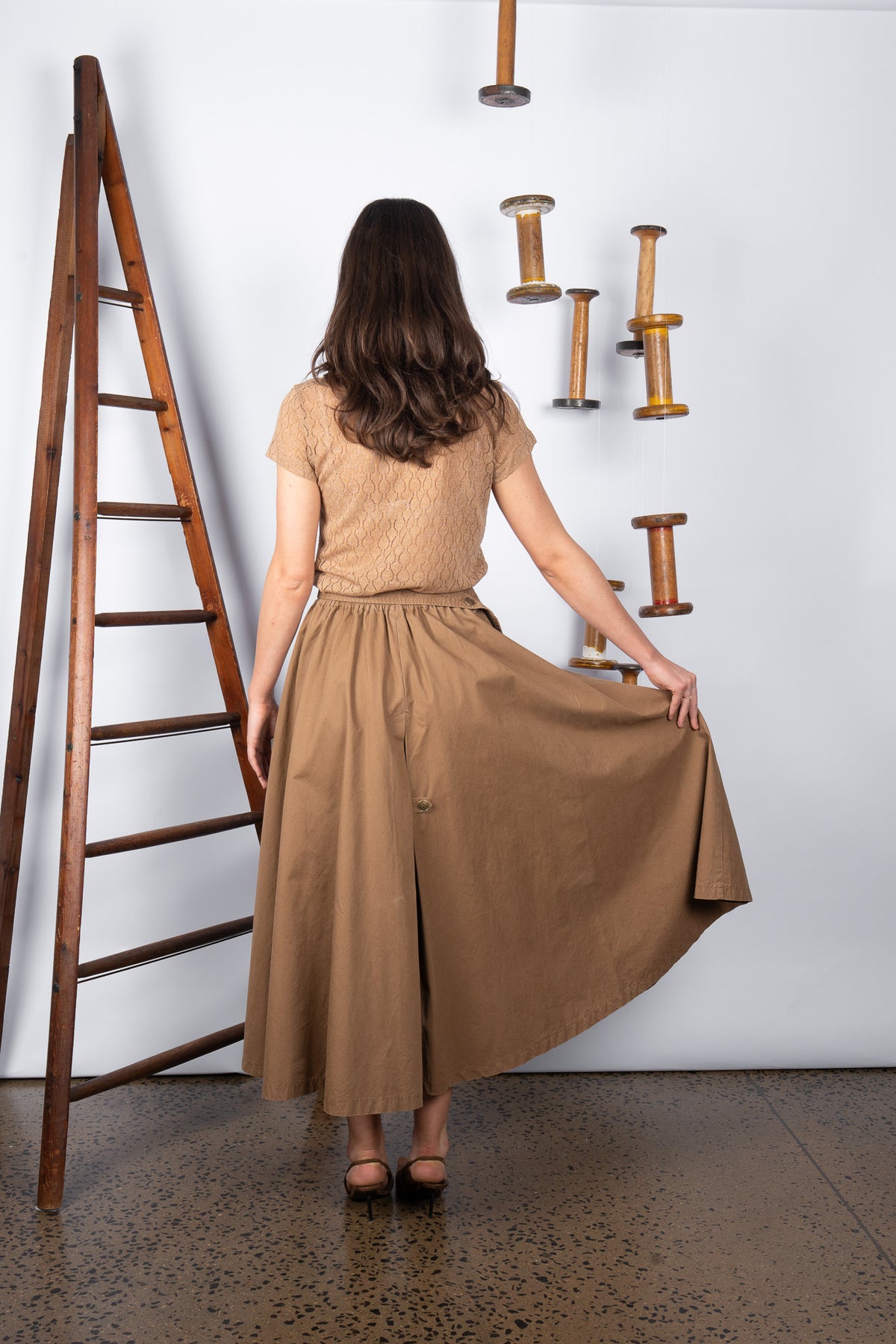 M.A. Dainty Bumper Tan Cotton Skirt