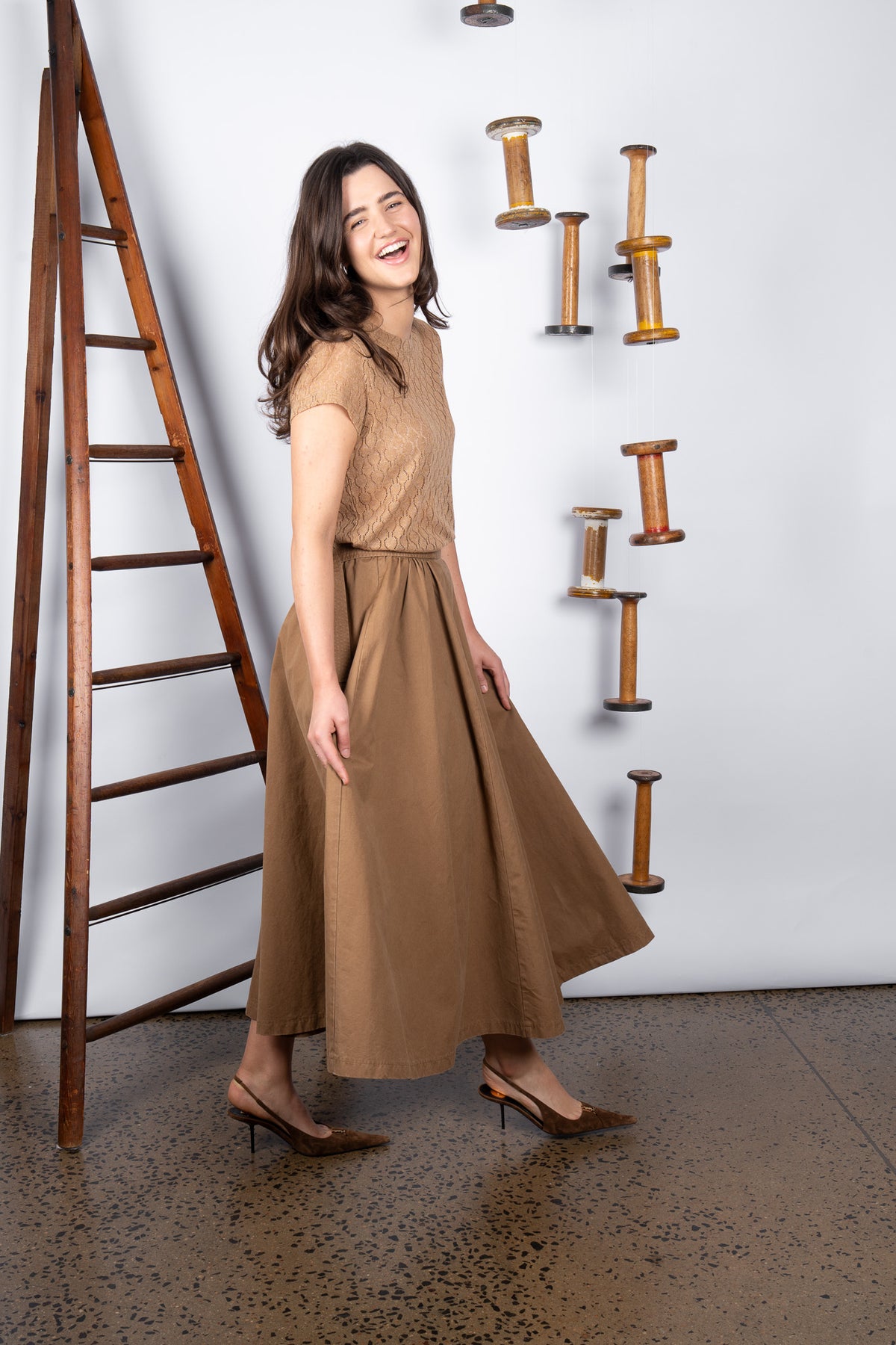 M.A. Dainty Bumper Tan Cotton Skirt