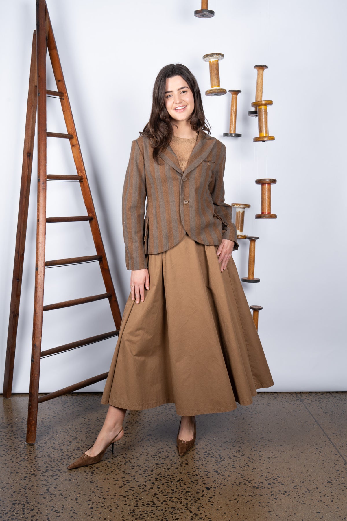 M.A. Dainty Bumper Tan Cotton Skirt
