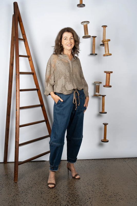 M.A. Dainty Trucker Mid Wash Denim Jeans