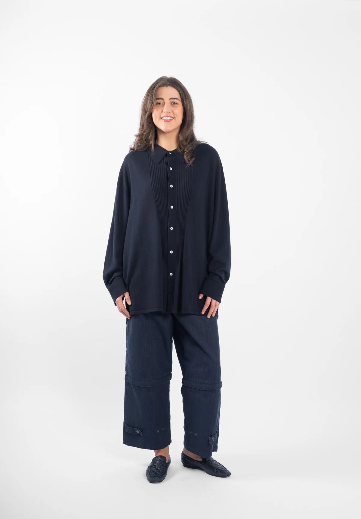 M.A. Dainty Tuxe Navy Cardigan