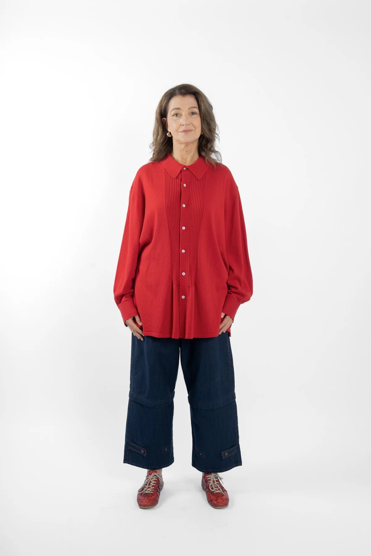 M.A. Dainty Tuxe Red Hot Cardigan
