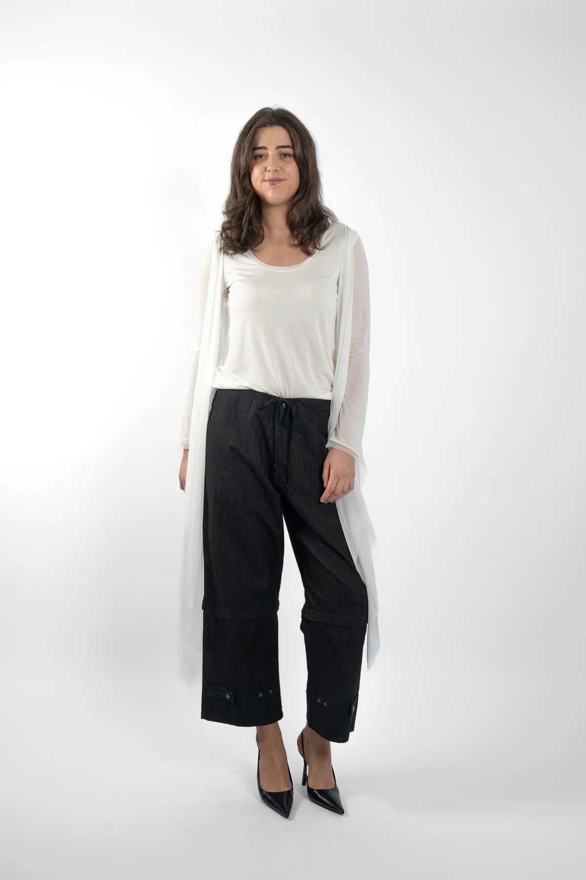 M.A. Dainty Twisted White Silk Top
