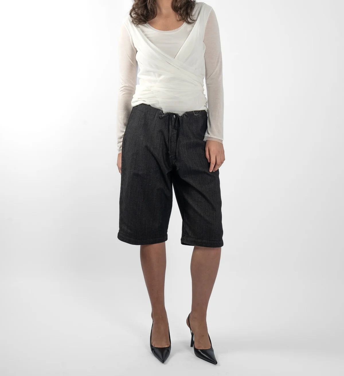 M.A. Dainty Twisted White Silk Top