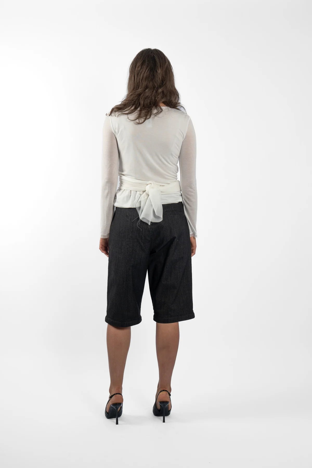 M.A. Dainty Twisted White Silk Top