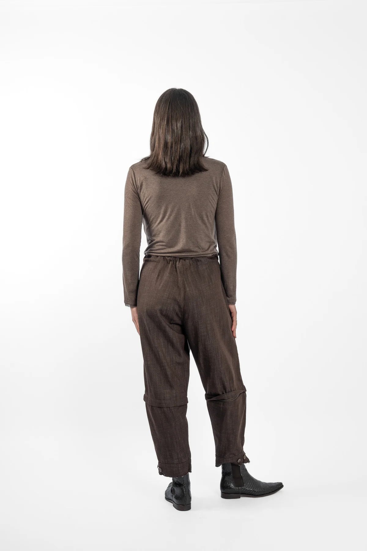 M.A. Dainty Twisted Chocolate Mousse Silk Top