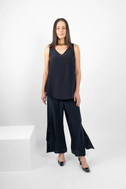 M.A. Dainty McGhee Navy Silk Pants