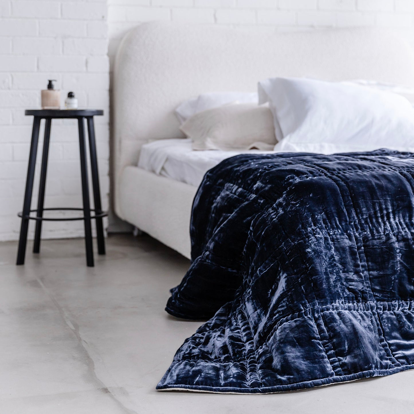 Lavish Navy Silk Velvet Throw