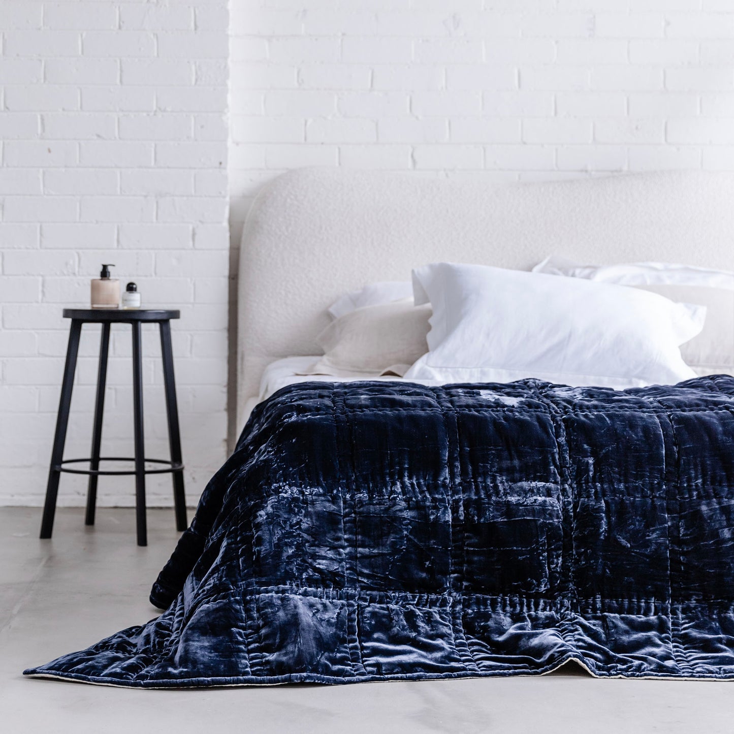 Lavish Navy Silk Velvet Throw