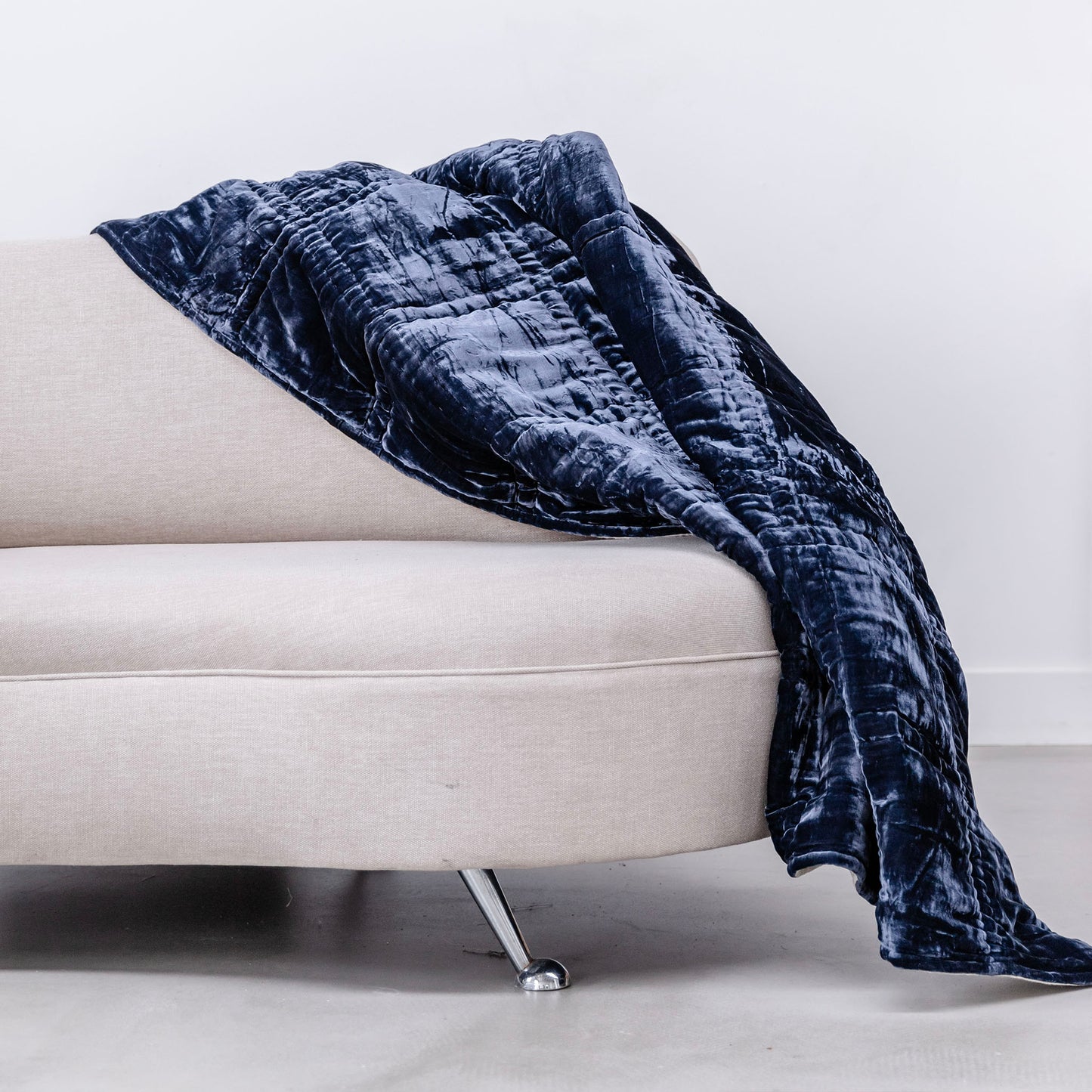 Lavish Navy Silk Velvet Throw