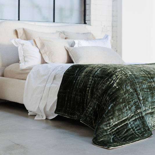 Lavish Olive Silk Velvet Throw