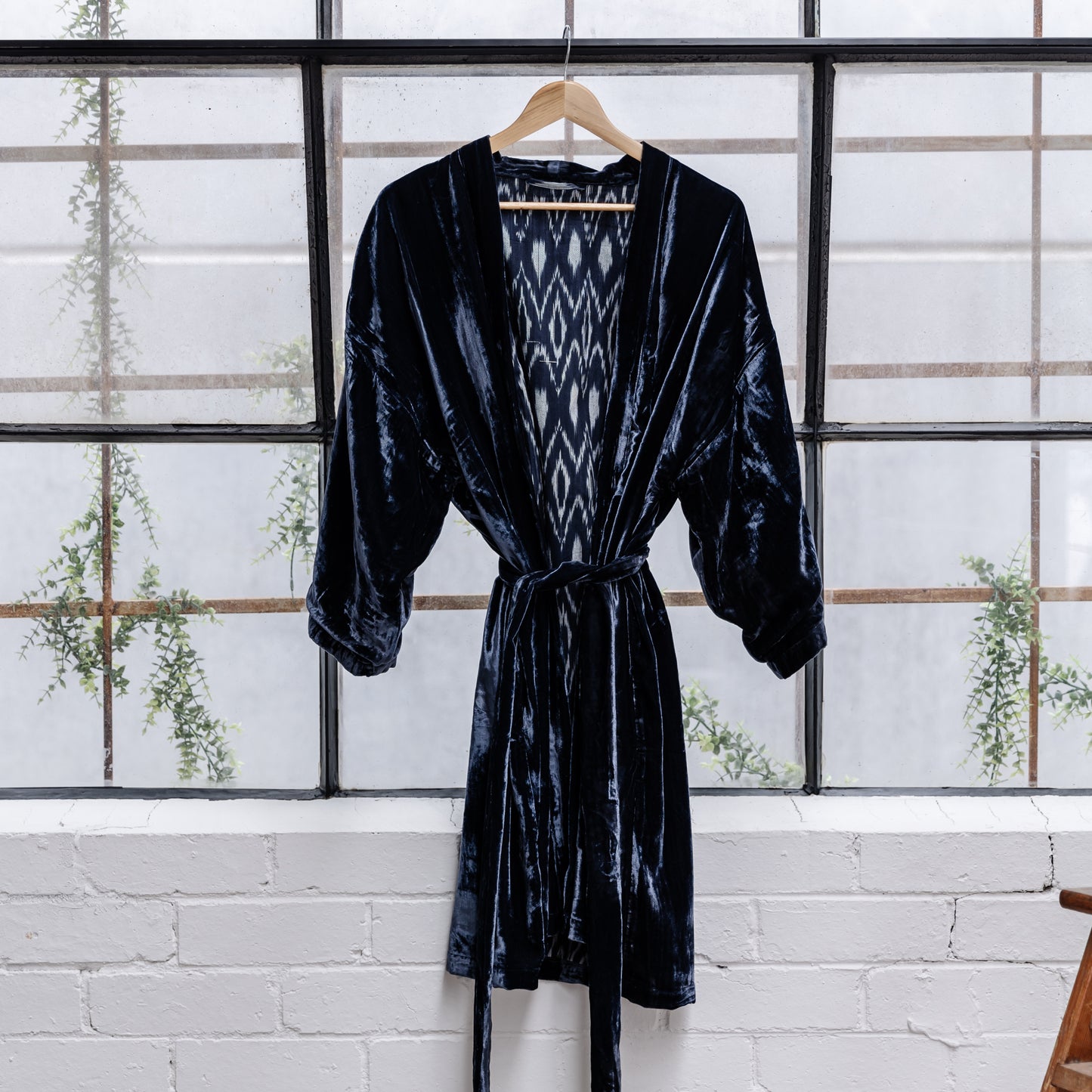 Mia Navy Silk Velvet Kimono Jackets