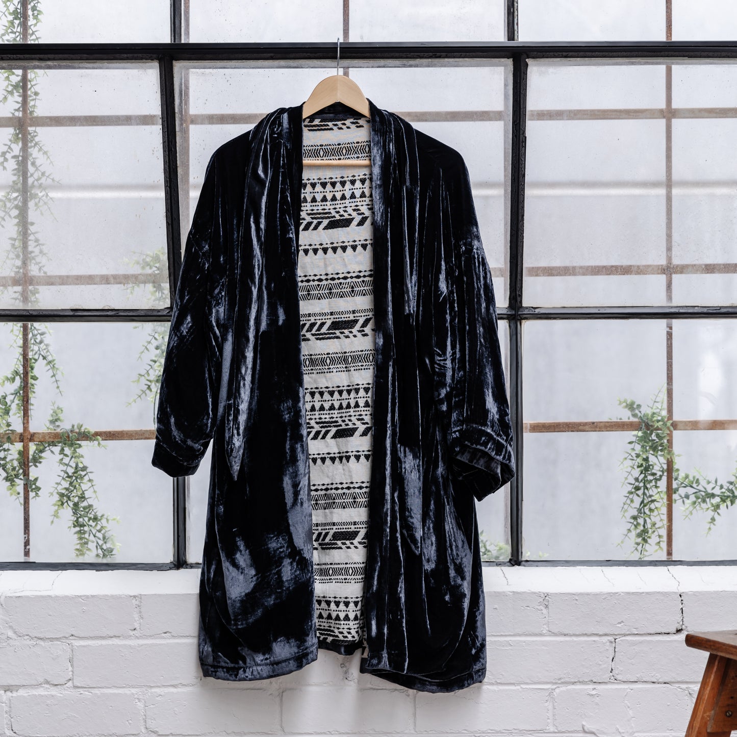 Mia Navy Silk Velvet Kimono Jackets