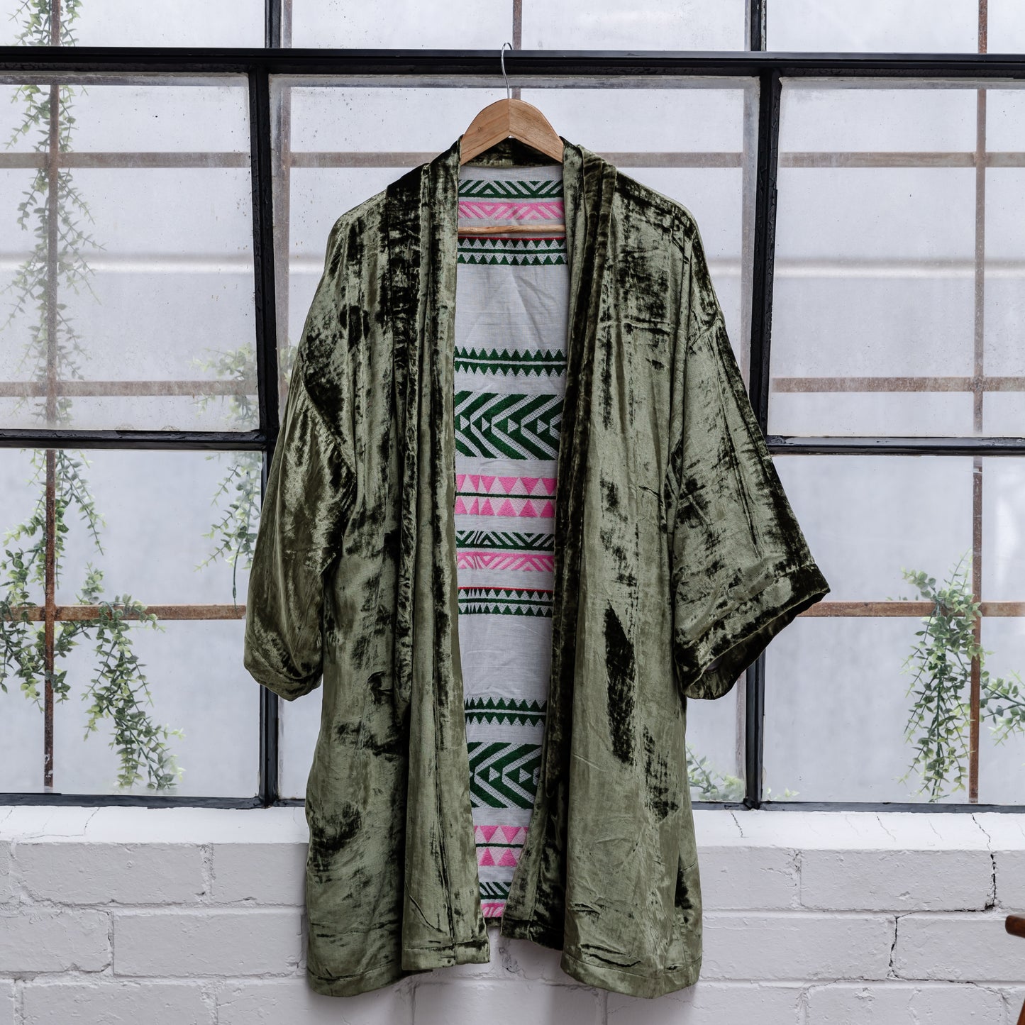 Mia Olive Silk Velvet Kimono Jacket