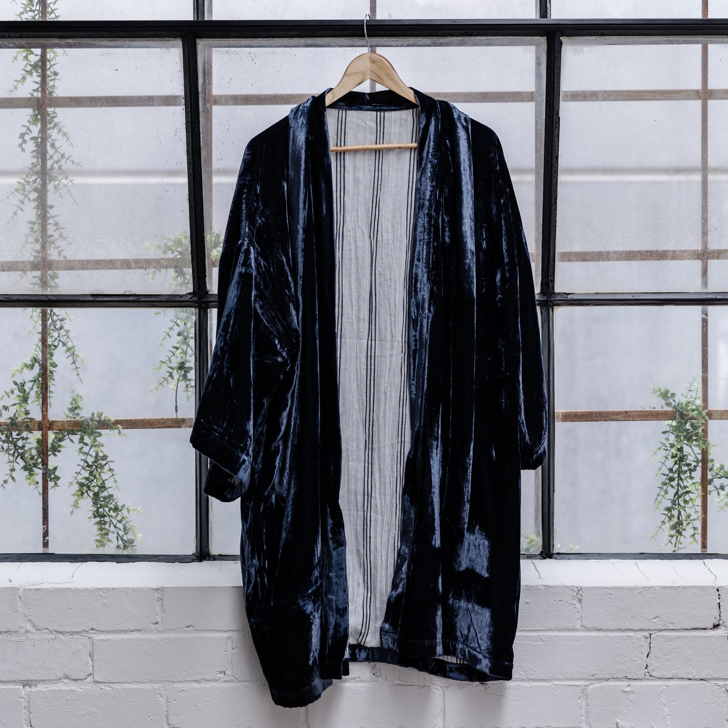 Mia Navy Silk Velvet Kimono Jackets