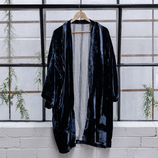 Mia Navy Silk Velvet Jacket