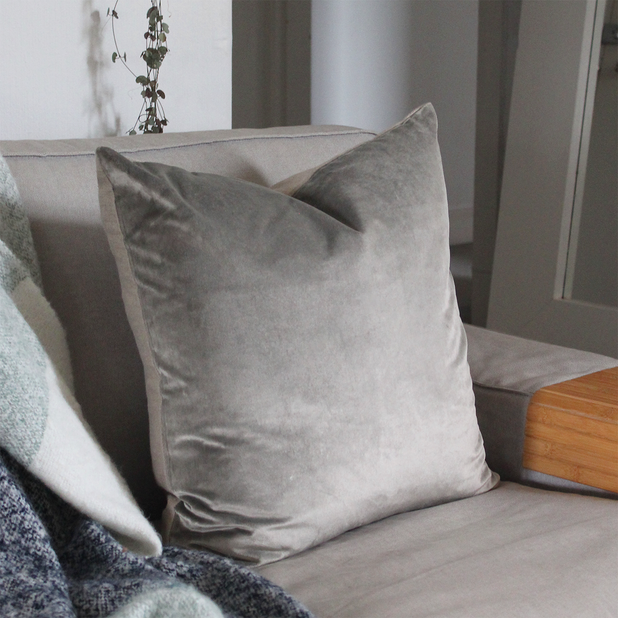 Iosis Berlingot Grey Velvet Cushion