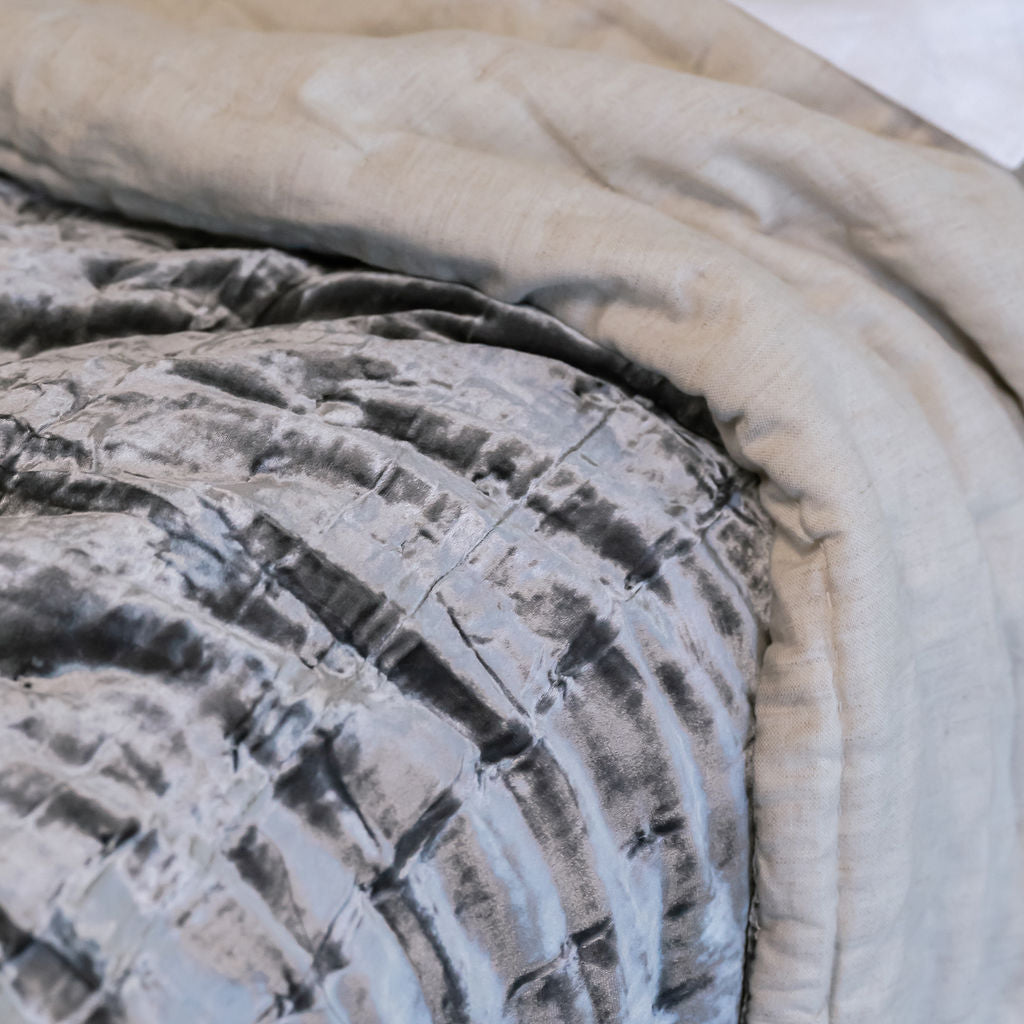Allure Slate Grey Silk Velvet Quilt