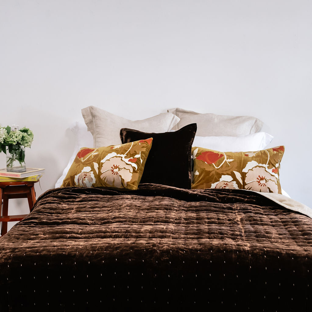 Allure Chocolate Silk Velvet Quilt