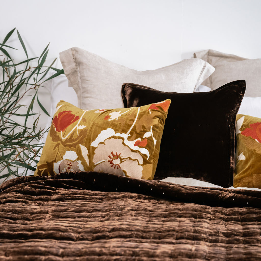 Chocolate Silk Velvet Cushion