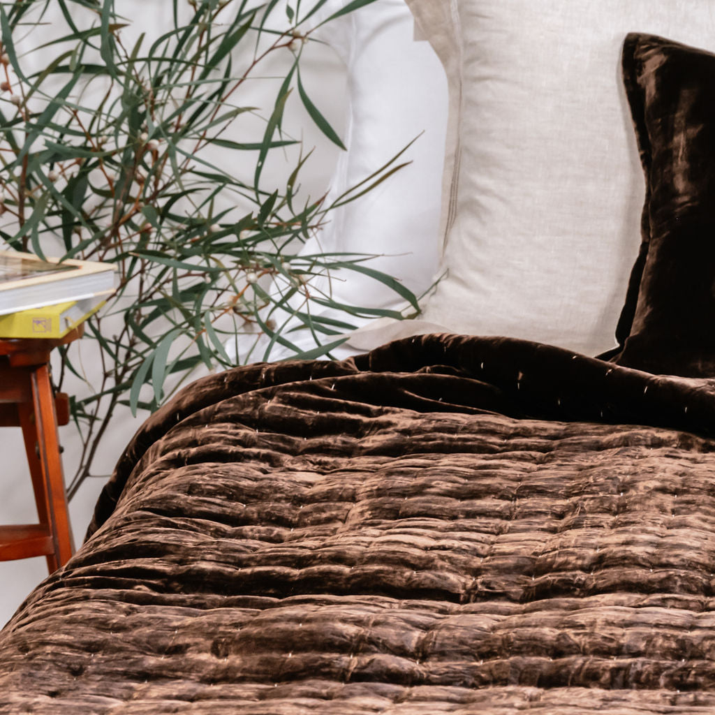 Allure Chocolate Silk Velvet Quilt