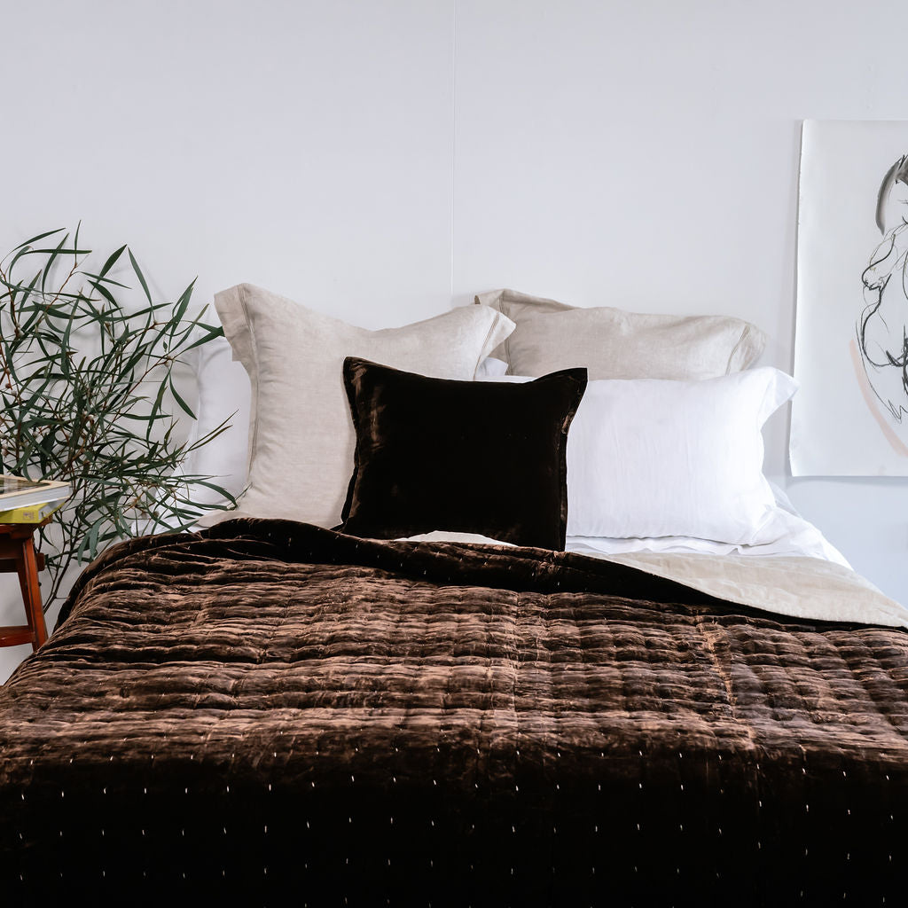 Allure Chocolate Silk Velvet Quilt
