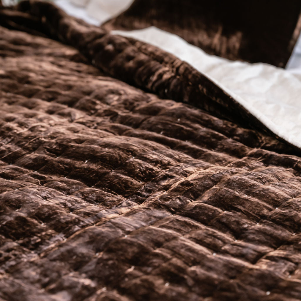 Allure Chocolate Silk Velvet Quilt