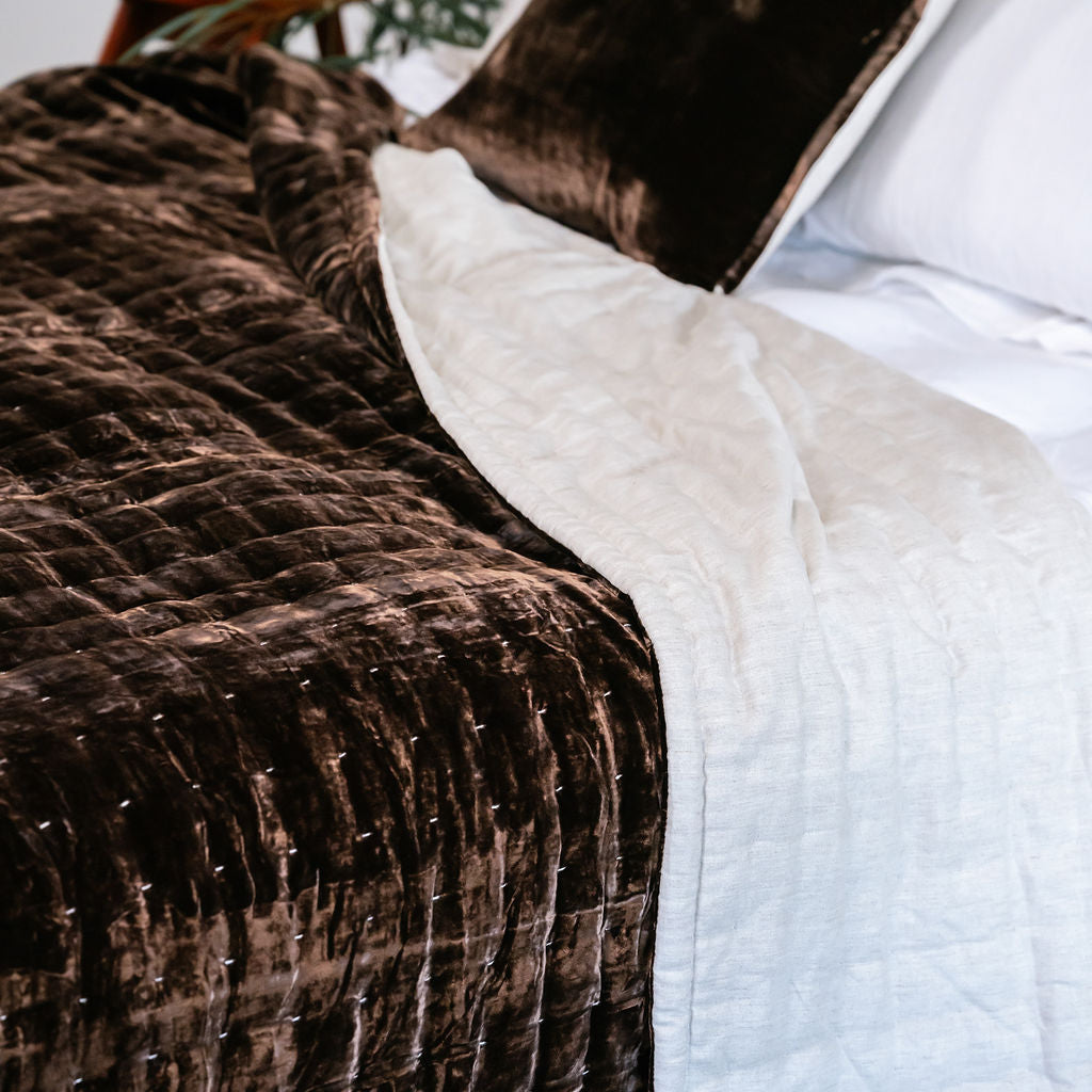 Allure Chocolate Silk Velvet Quilt