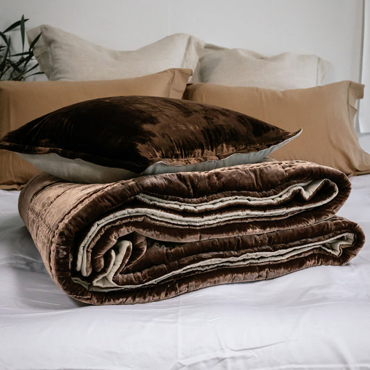 Cocoa Brown Silk Velvet Cushion