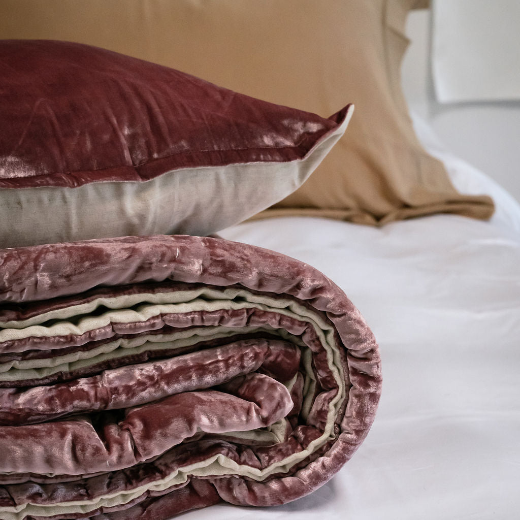 French Rose Silk Velvet Cushion
