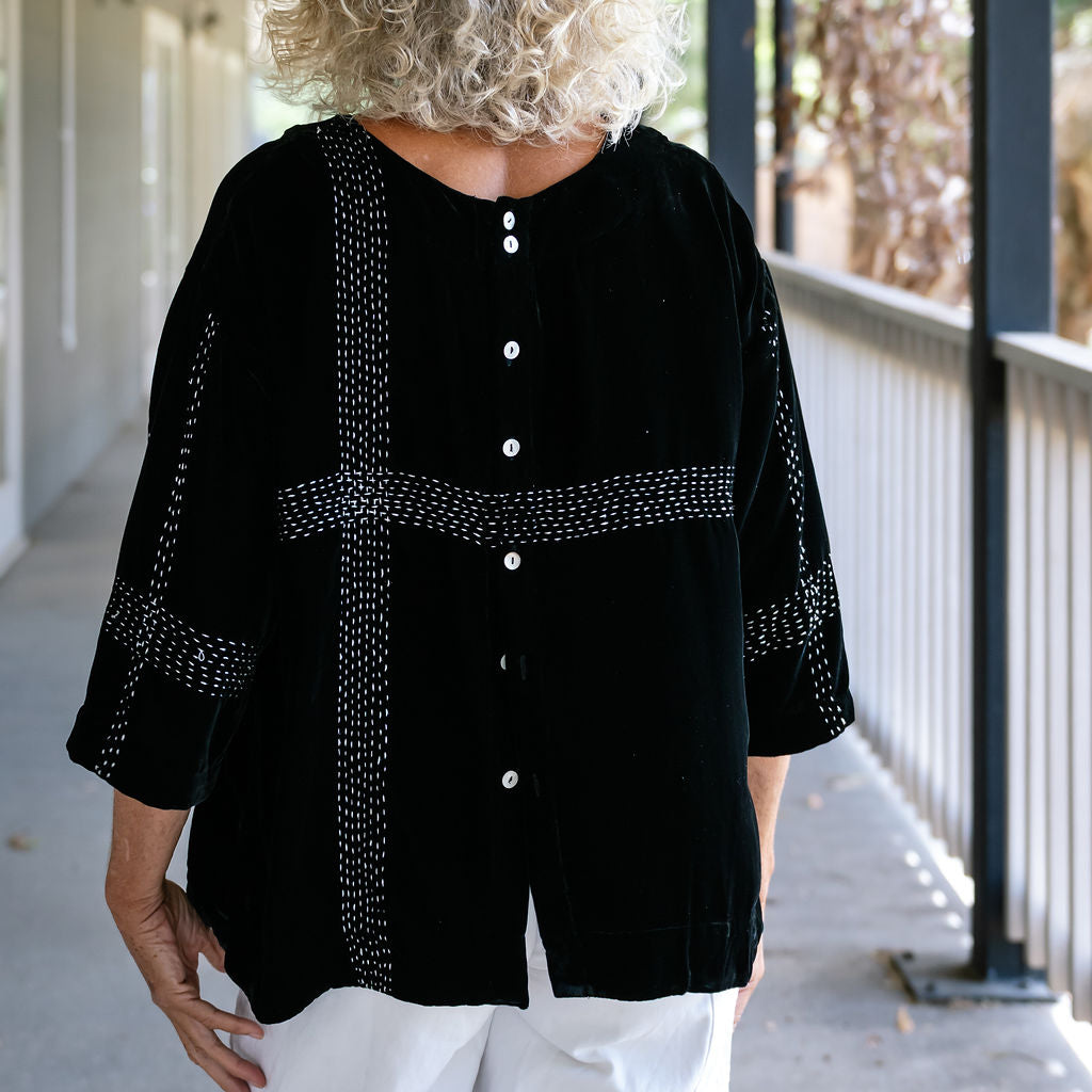 Audrey Handstitched Silk Velvet Tops