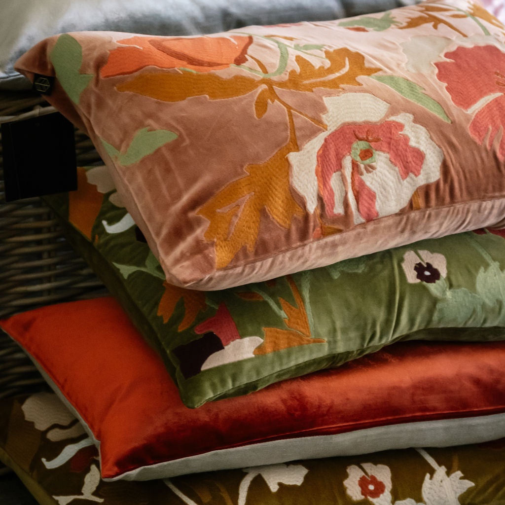 Haomy Bristol Embroidered Velvet Cushions