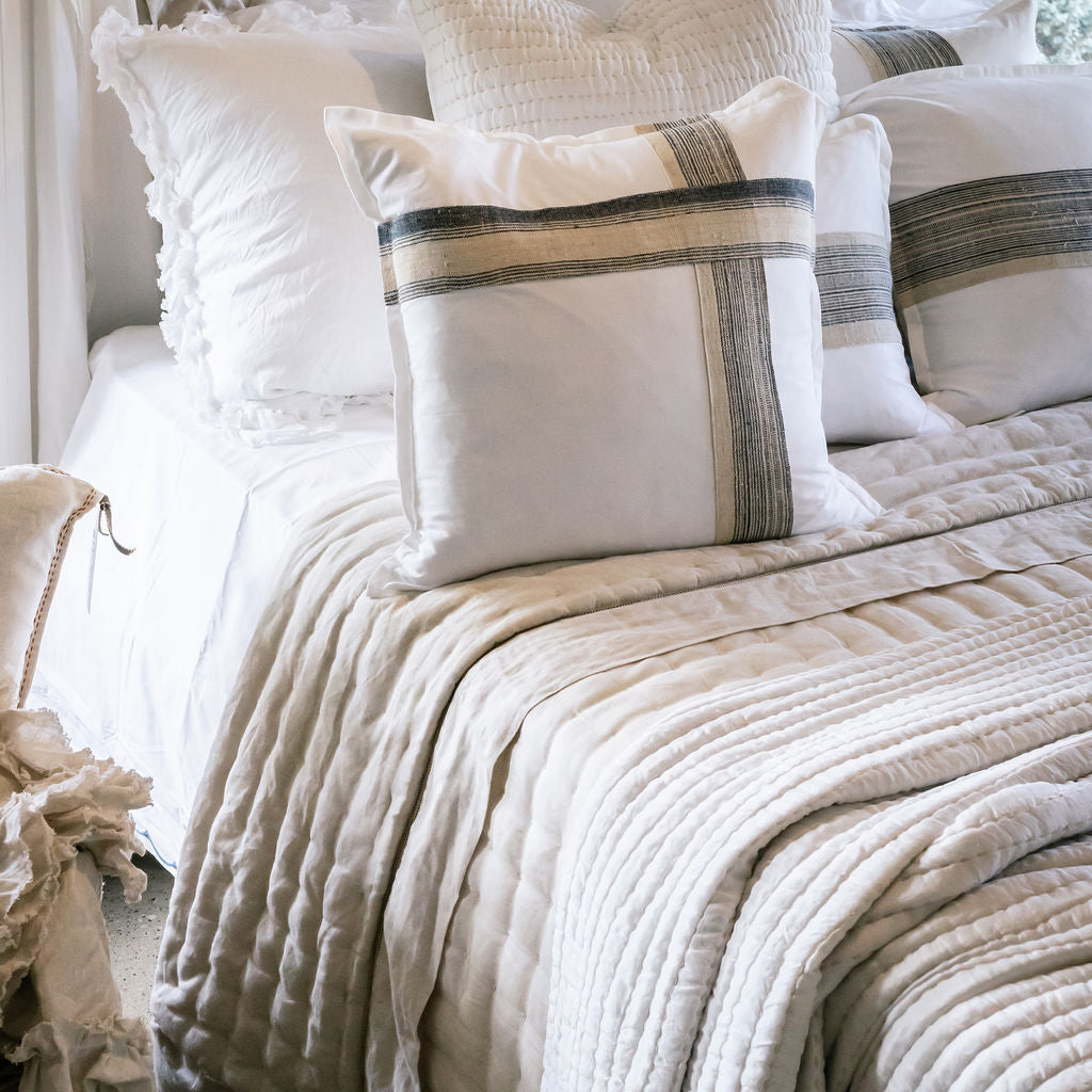 Stripe Hemp Panel White Linen Cushions