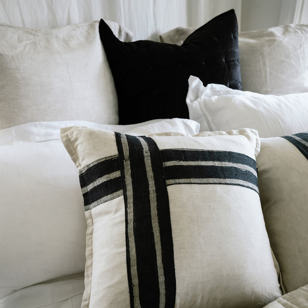 Charcoal Hemp Panel Natural Linen Cushions