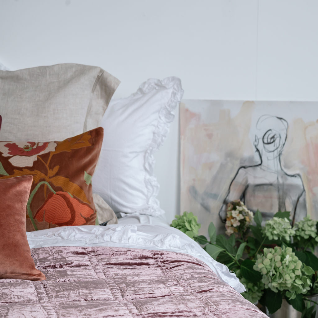 Bliss French Rose Silk Velvet Quilt