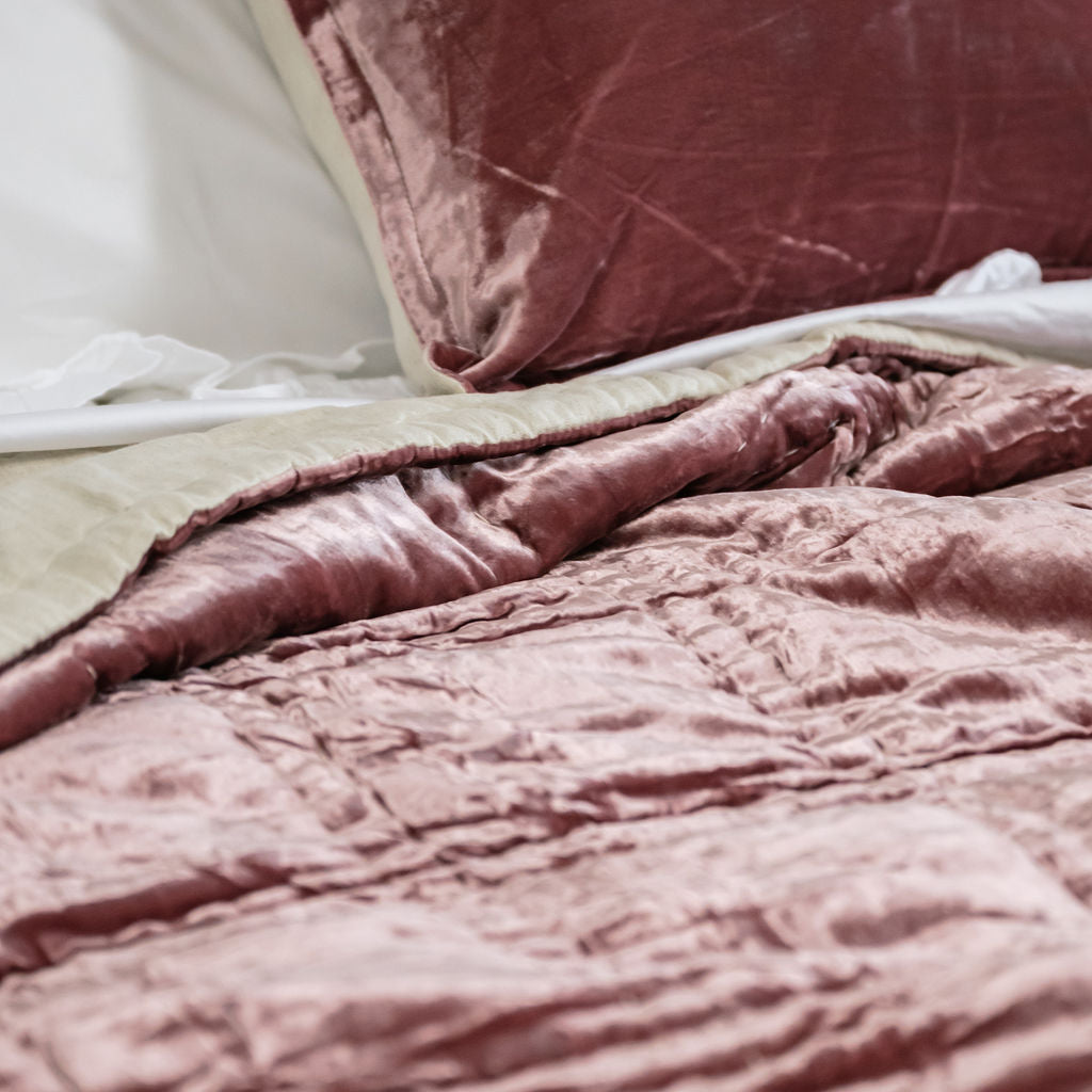 Bliss French Rose Silk Velvet Quilt