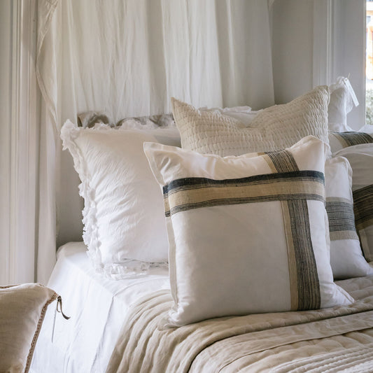 Stripe Hemp Panel White Linen Cushions