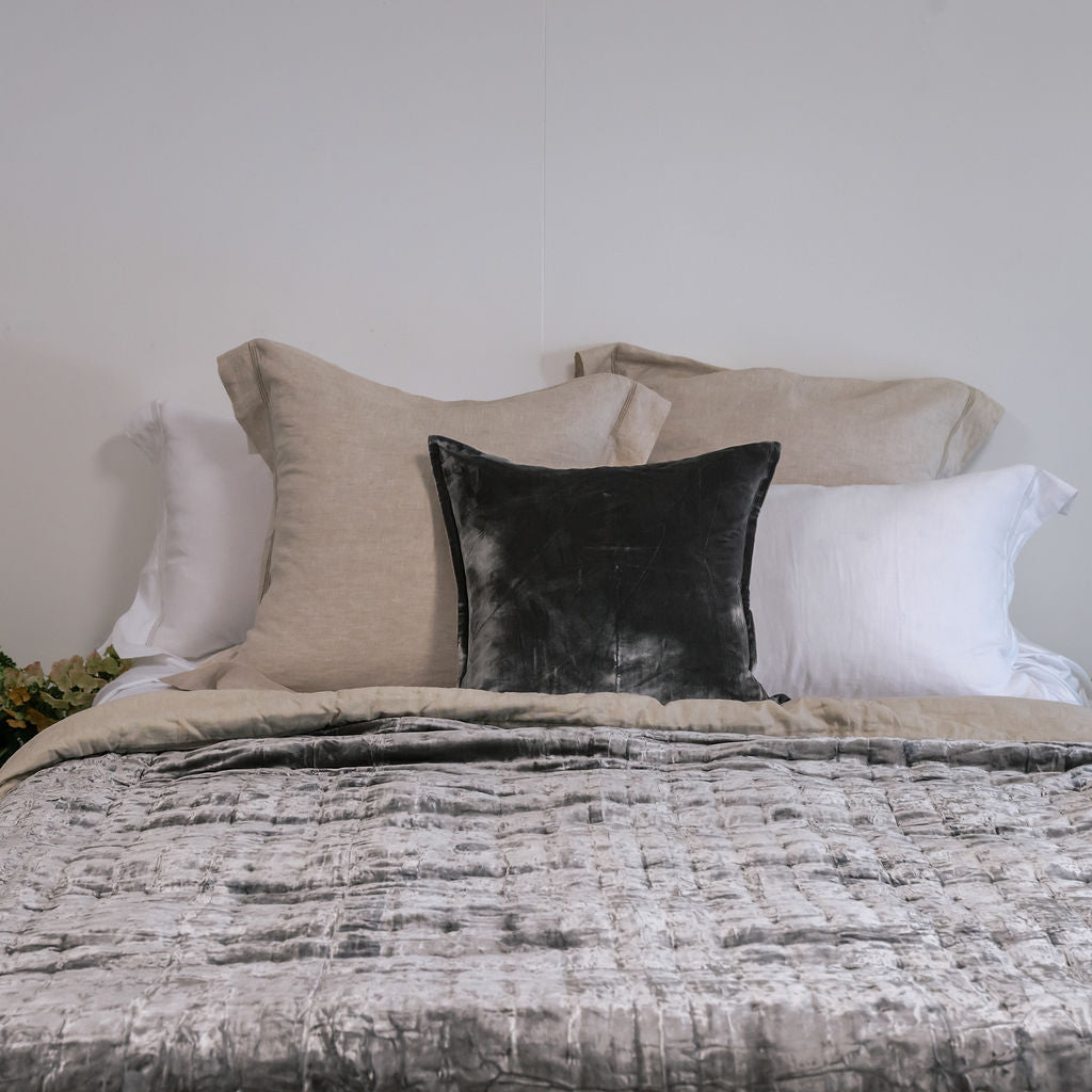 Slate Grey Silk Velvet Cushion