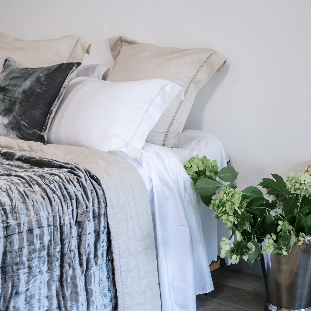 Allure Slate Grey Silk Velvet Quilt