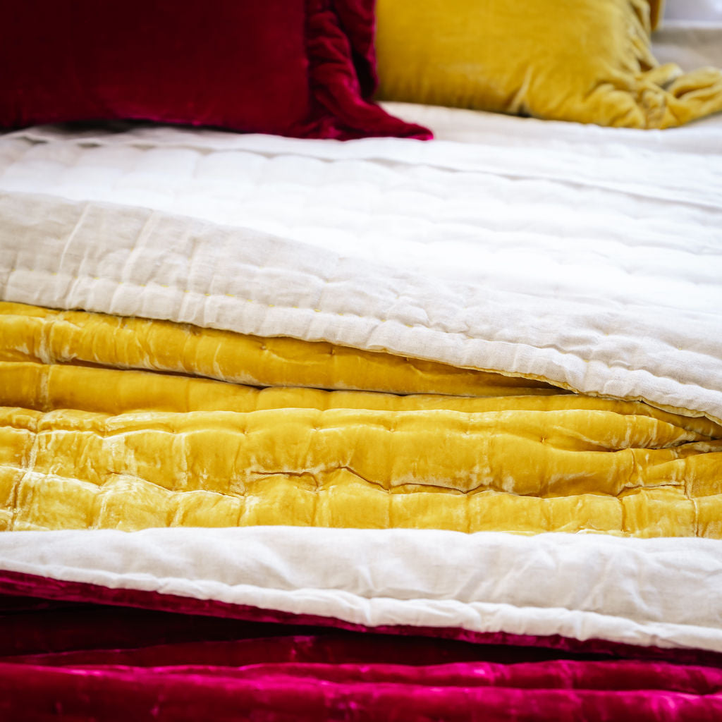 Tempt Primrose Gold Silk Velvet Throw