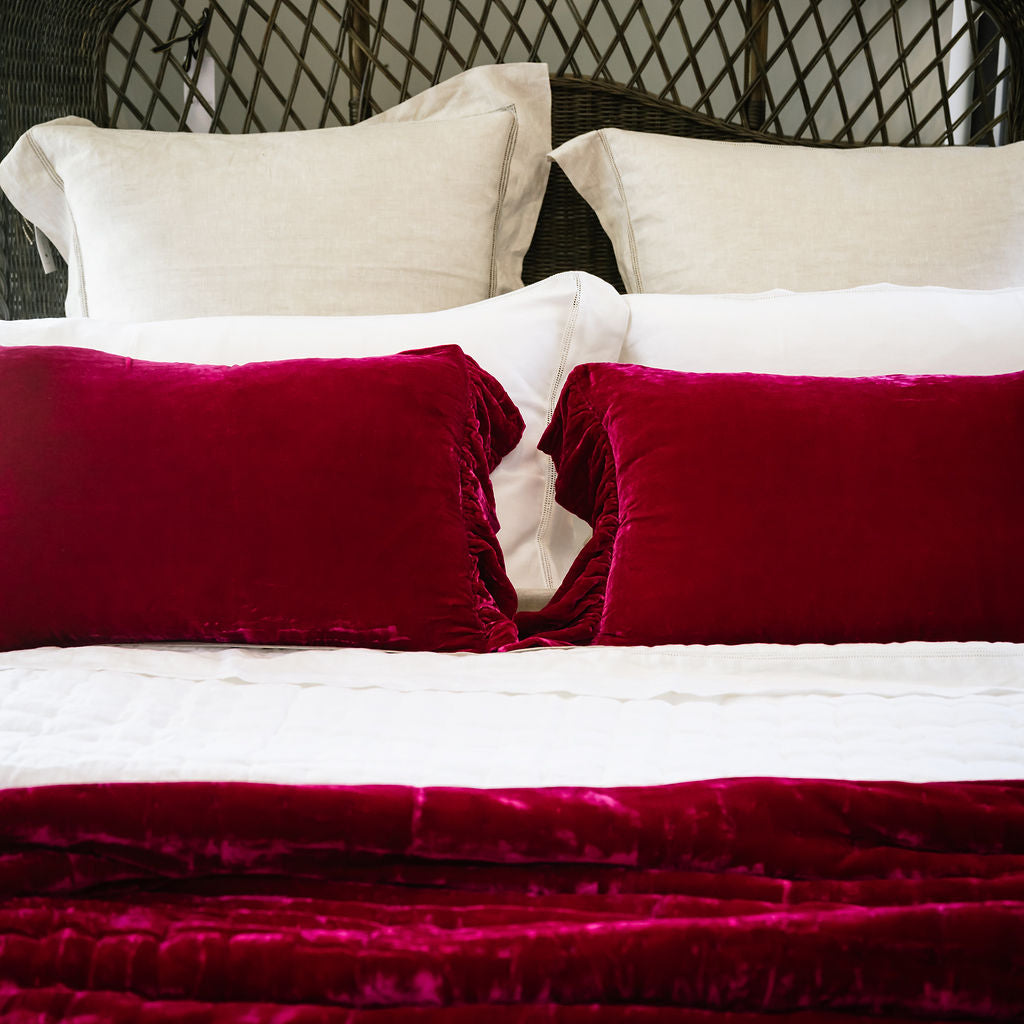 Fuchsia Silk Velvet Lumbar Cushion