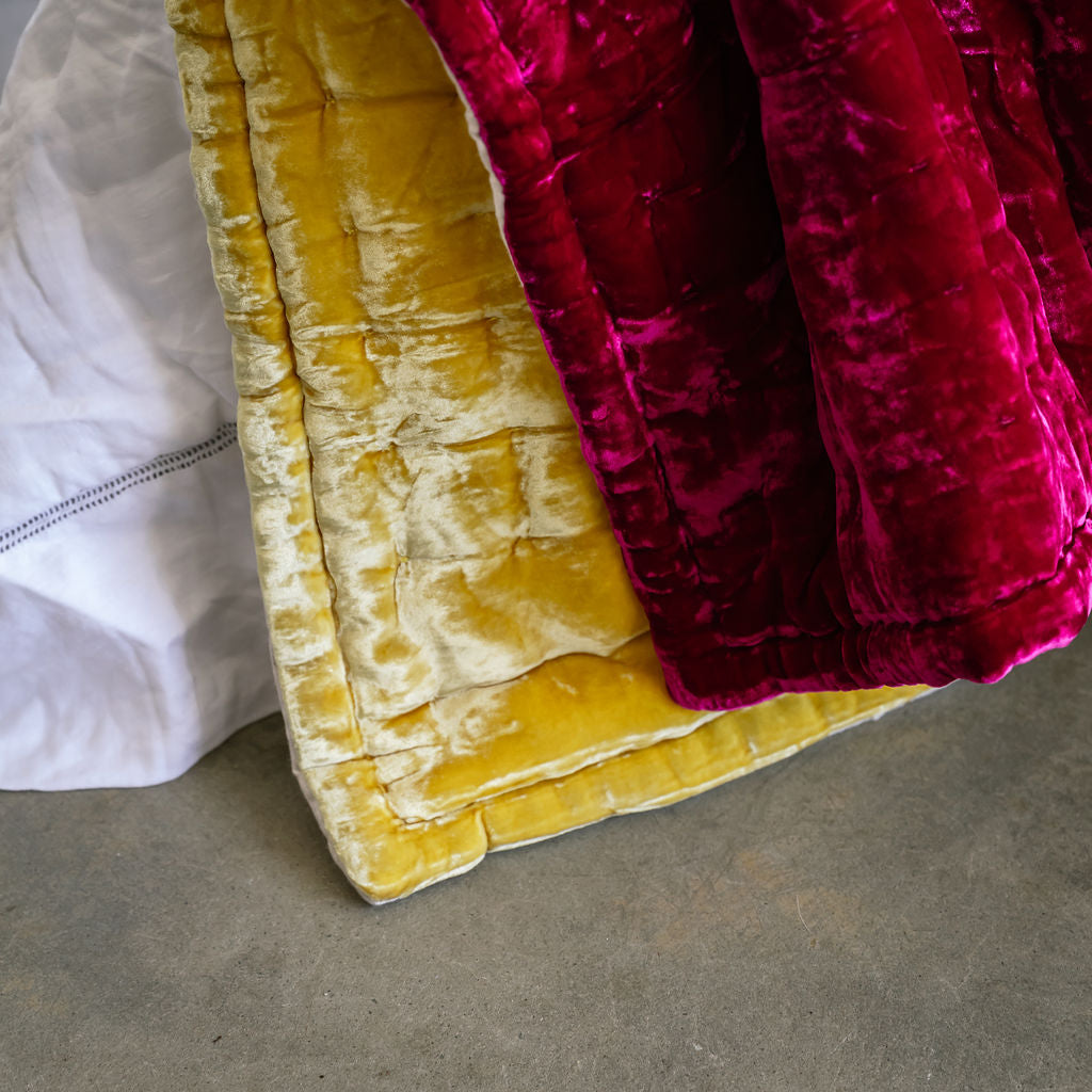 Tempt Primrose Gold Silk Velvet Throw