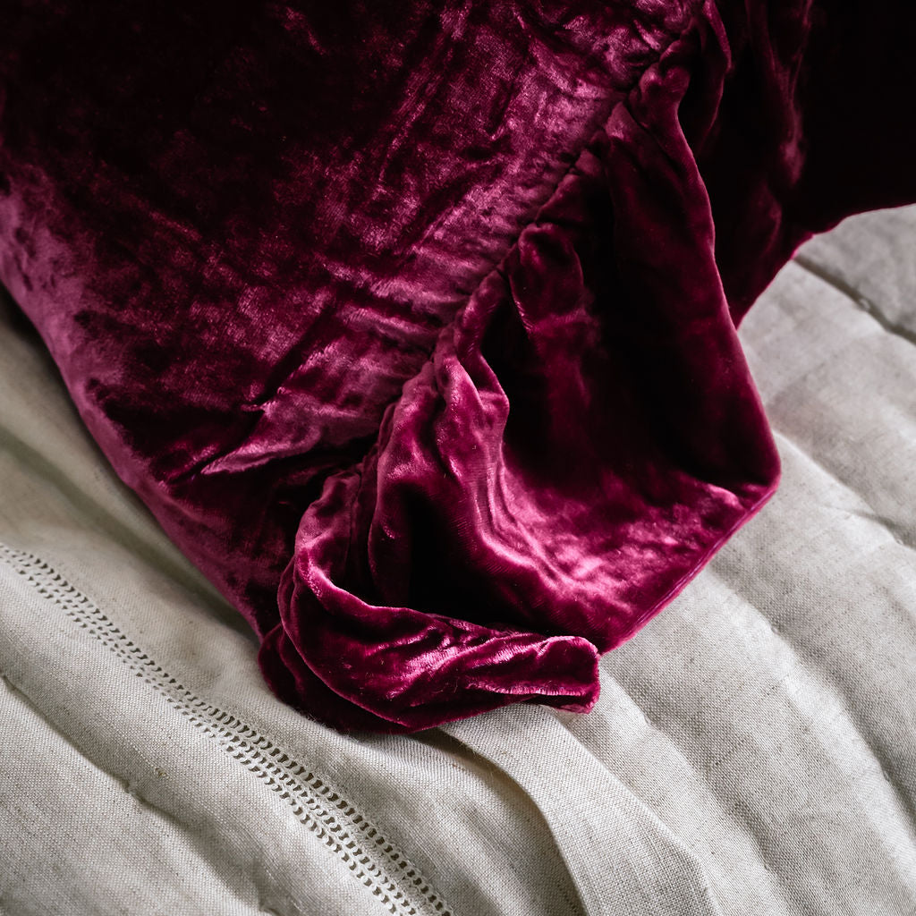 Burgundy Silk Velvet Lumbar Cushion