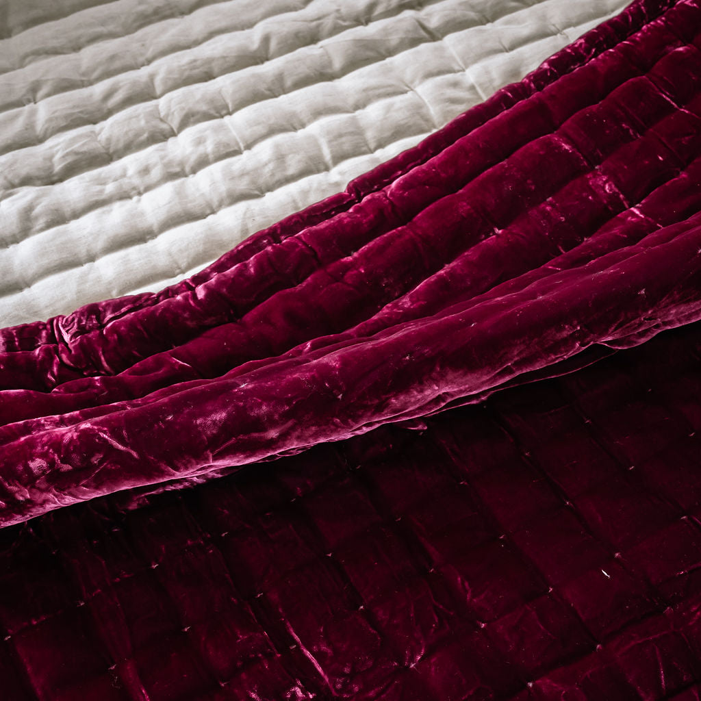 Tempt Burgundy Silk Velvet Throw
