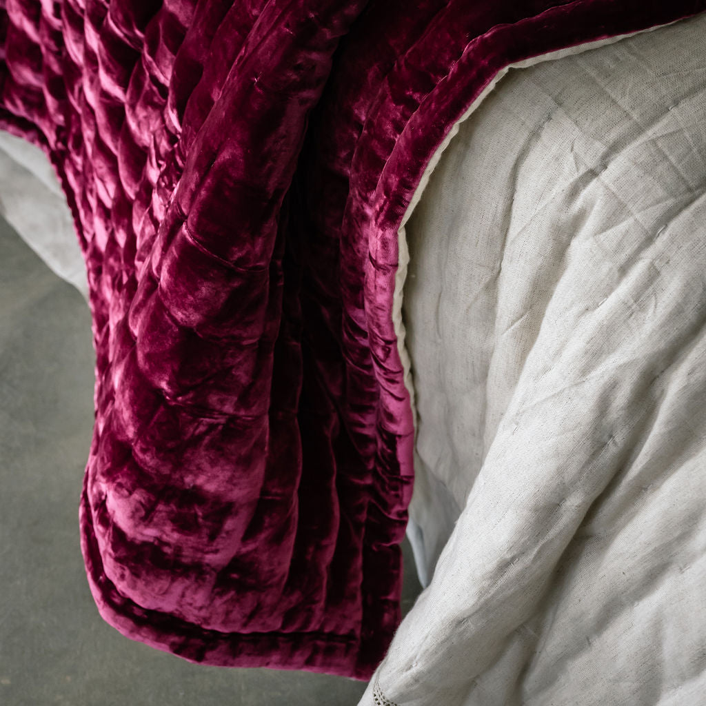 Tempt Burgundy Silk Velvet Throw