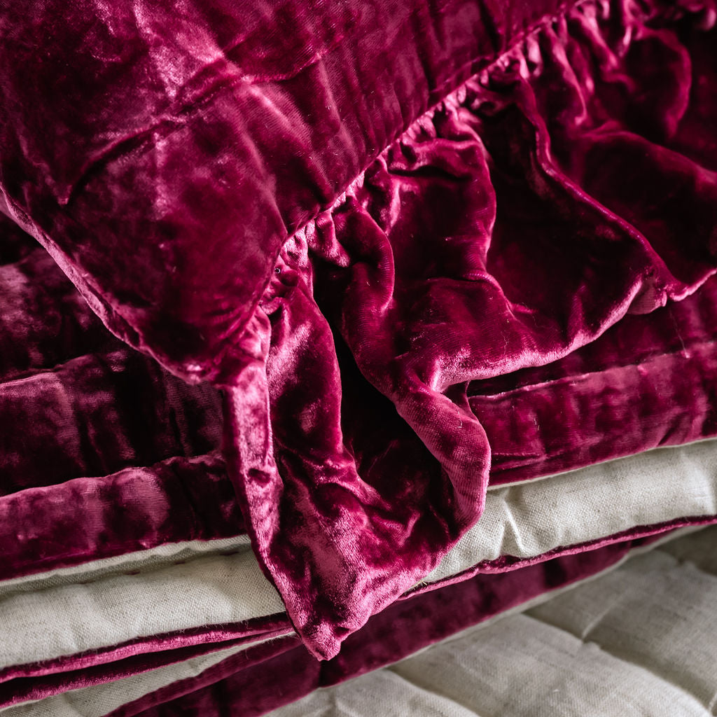 Burgundy Silk Velvet Lumbar Cushion