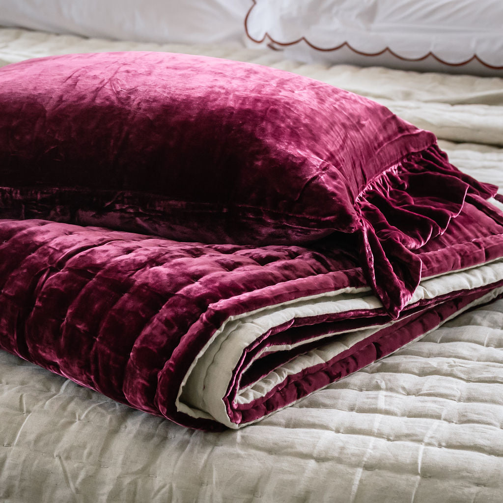 Tempt Burgundy Silk Velvet Throw